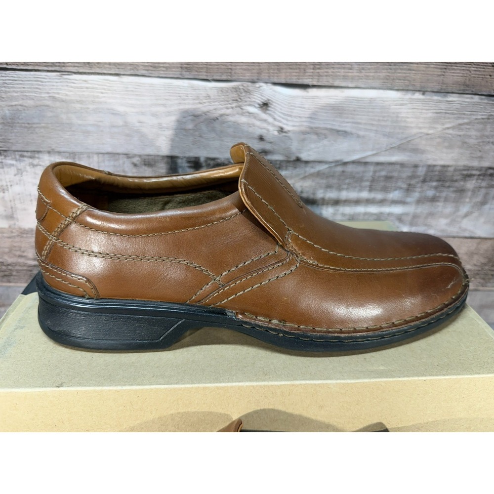 Clarks Men Escalade Step Loafer Dress Shoes Brown Leather Size 8 - Picture 4 of 10